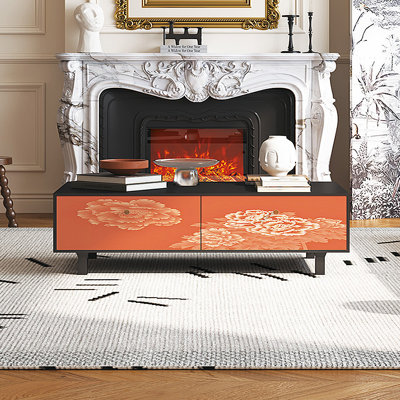 French vintage patterned painted coffee table