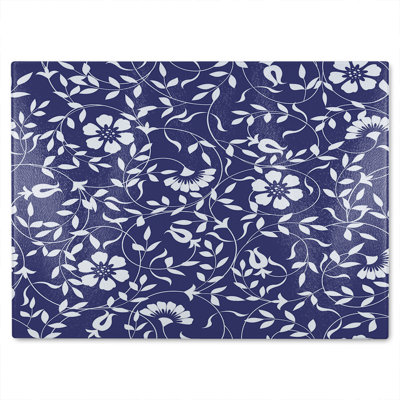 White Flowers On Glass Chopping Board