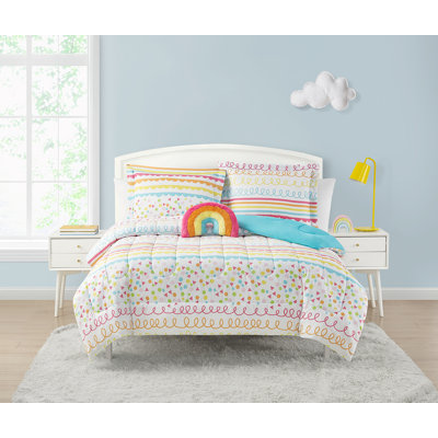 ALEX + BELLA Color Pop Rainbow Orange Microfiber Comforter Set