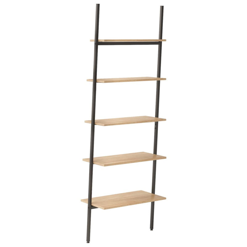 Casselton 185.5cm H x 64cm W Manufactured Wood;Steel Ladder Bookcase, Natural/Black