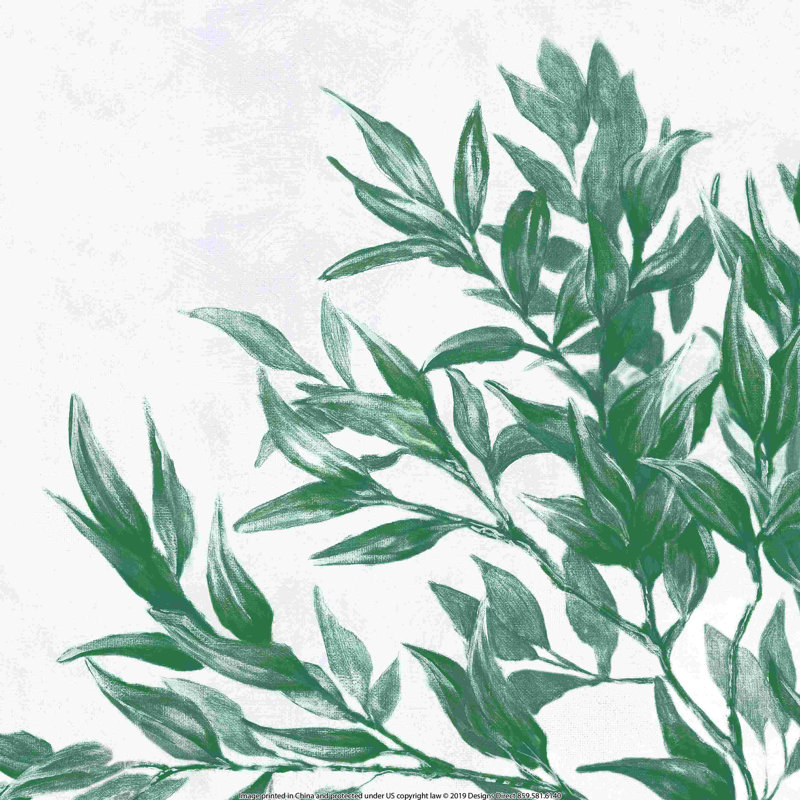 Feuilles émeraude peintes, H 12 po x l 12 po