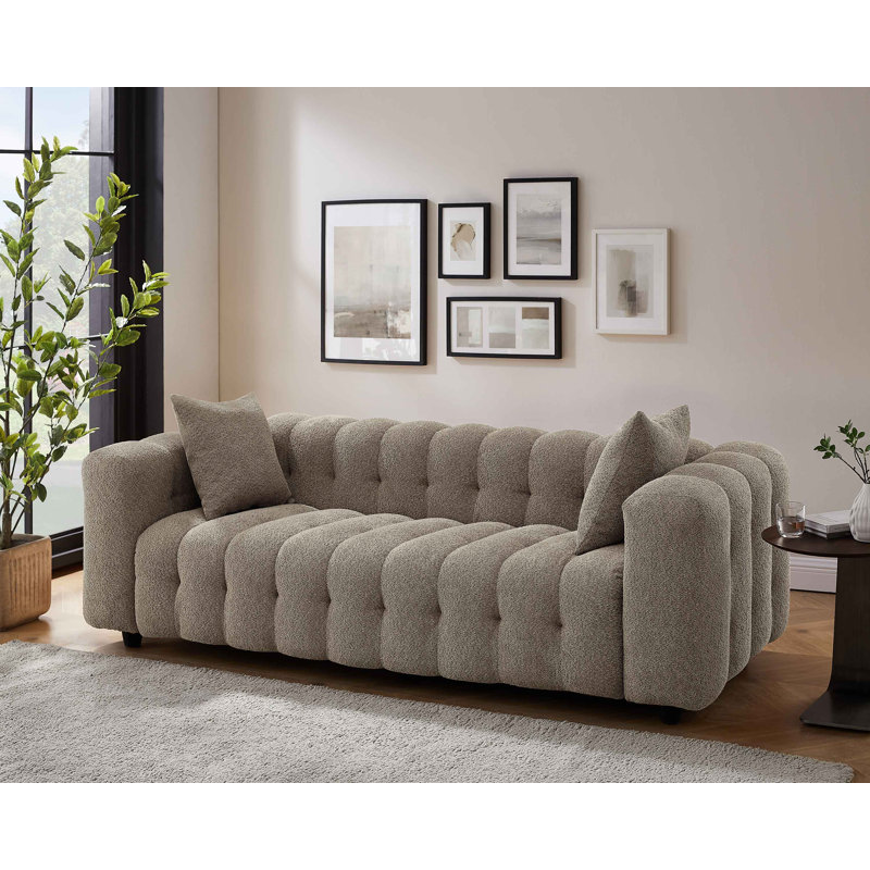 Lavance 227.1Cm Rolled Arms Chesterfield Sofa, Light Brown