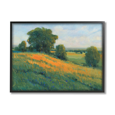 «Green Rolling Hills Blue Poppy Fields Paysages» par Tim Ottoole - Peinture