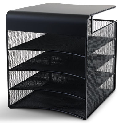 Onyx Mesh Solid Top Horizontal Hanging Paper Tray