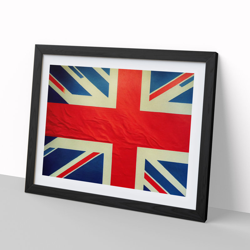 Modern Union Jack Flag Vol.3 - Single Picture Frame Print, Black Framed, 46cm H x 64cm W x 2cm D