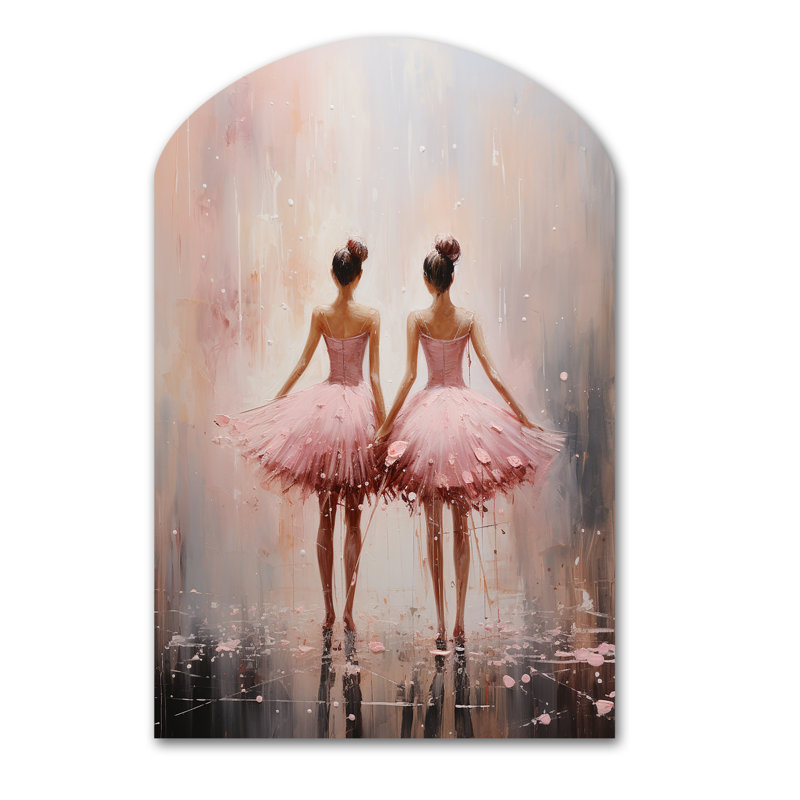 Pink Ballet Dance II - Arch Ballet Metal Wall Decor, Asymmetrical Metal Wall Sculpture Print, 43" H x 33" W x 1" D