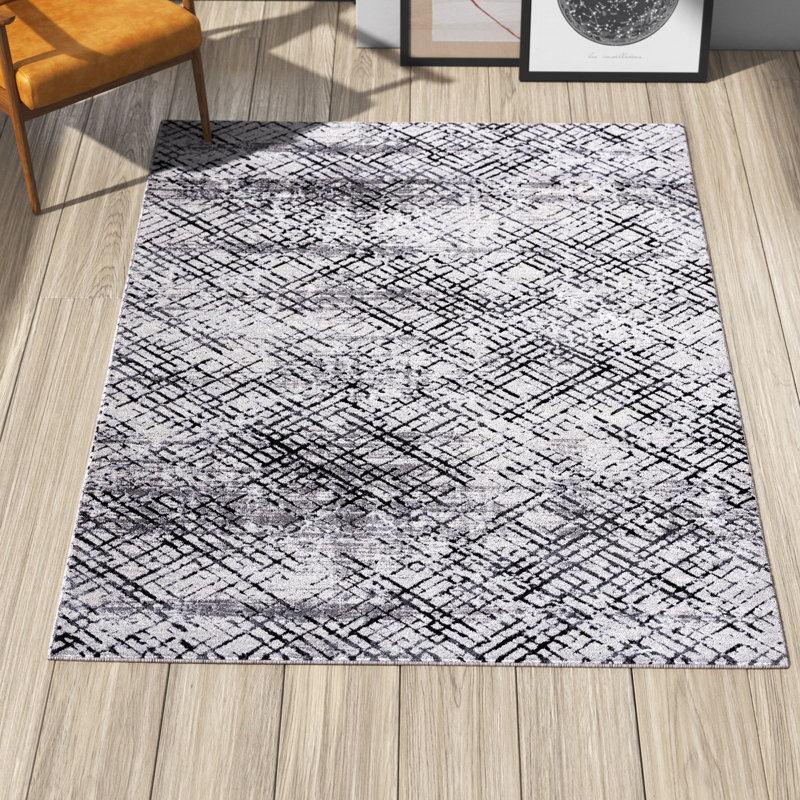 Tapis gris / gris anthracite Minyard 275, Rectangle 4 pi 5 po x 6 pi 5 po