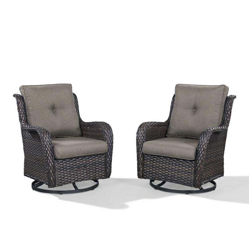 Wicker Rattan Swivel and Gliding Patio Wicker Chairs, Brown, Gray