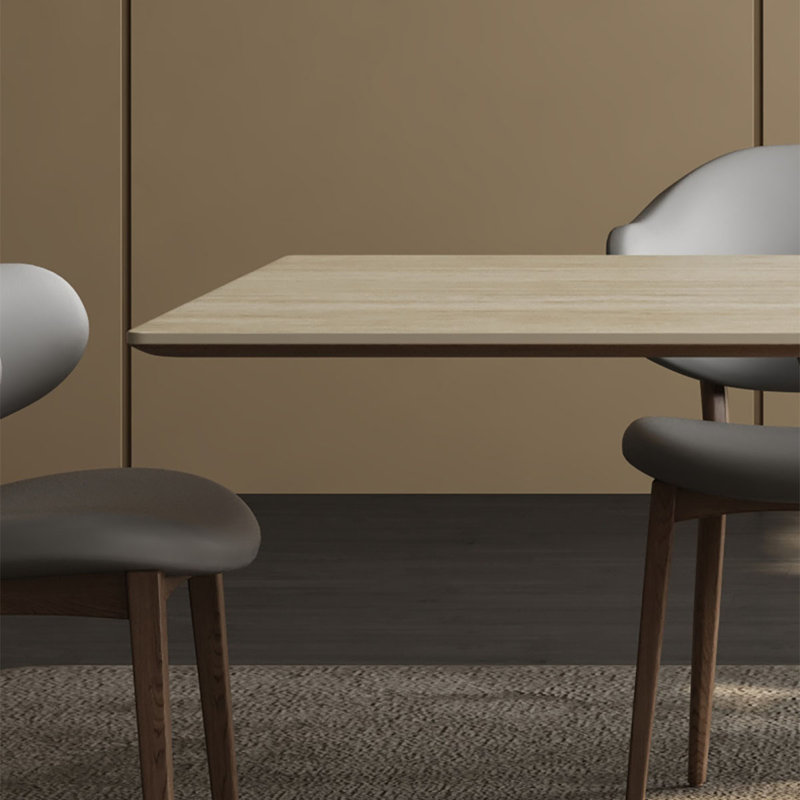Table de salle à manger en pierre matte avec structure en bois de frêne, H 29,9 po x L 70,9 po x l 31,5 po