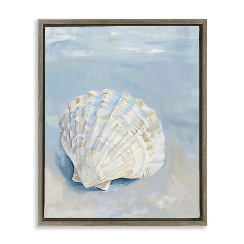  «Coastal Scallop Clam» par Arlington Prints, Cadre flottant orme Montalcino, H 21 po x l 17 po