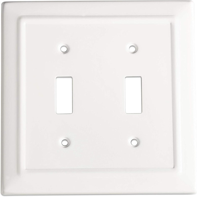 Architectural 2 - Gang Toggle Light Switch Standard Wall Plate, Classic White, 1