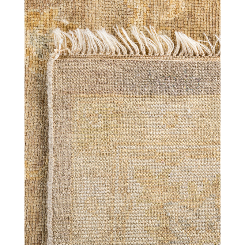 Gold Hand-Knotted Wool Rectangular Area Rug, 8' 3" x 10' 4"