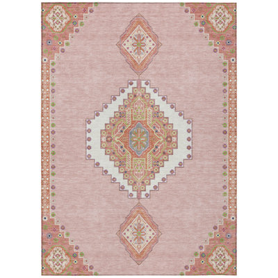 Elira Pink Washable Indoor-Outdoor Rug - 