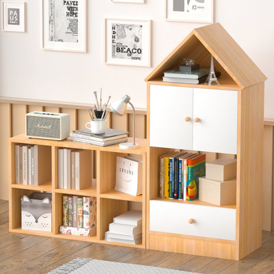 Versatile Children's Bookshelf With House-Shaped Design, Multi-Functional Storage For Books And Toys, Adjustable Placement, Durable Kids Organizer For Playroom Or Bedroom Easy Assembly & Safe For Kid