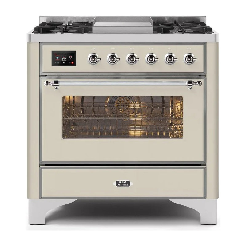 Majestic II Series 36" 3.5 cu ft. Freestanding Dual Fuel Range, Burgundy/Bronze, Natural Gas