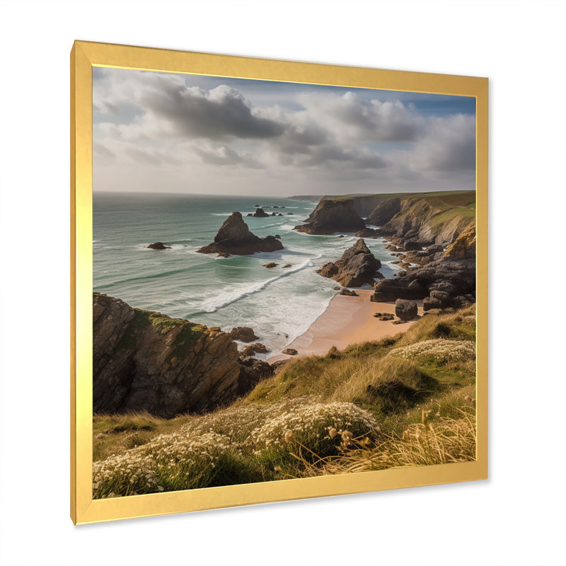 Coastal Horizons V - imprimé, Cadre doré à une seule photo, H 36 po x l 36 po x P 1,5 po
