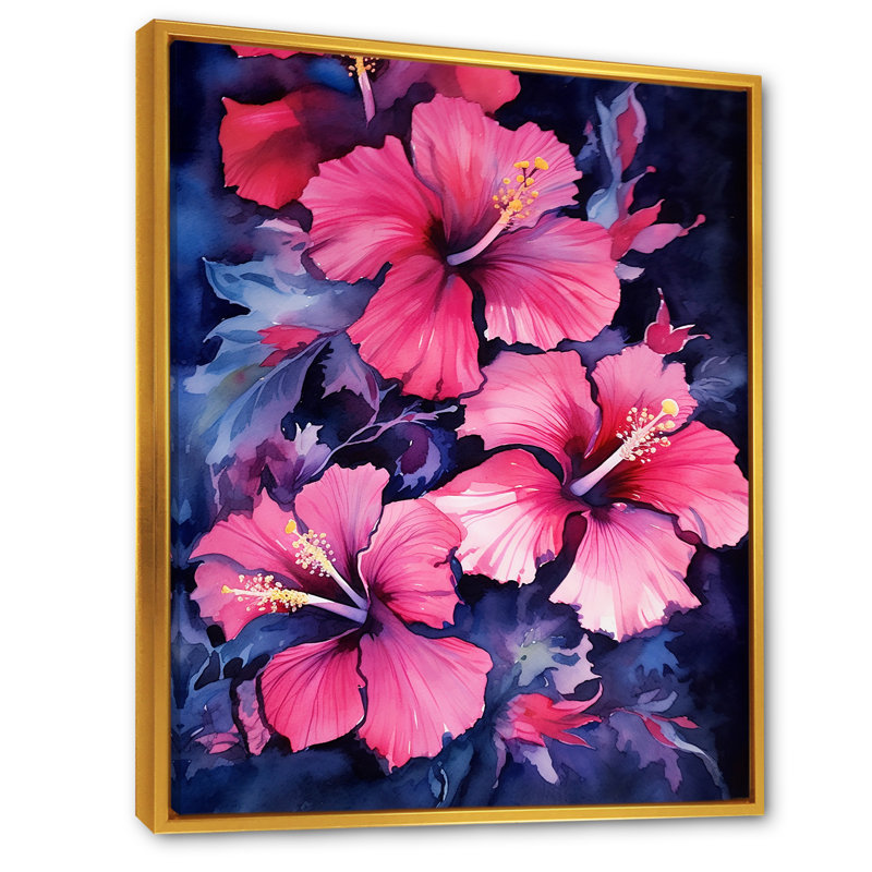 «Tropical Floral Hibiscus Beauty III», reproduction, Cadre flottant doré, H 20 po x l 12 po x P 1 po