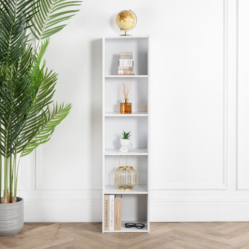 Eloah 132cm H x 32cm W Solid Wood Standard Bookcase, White, 32cm x 132cm x 24cm