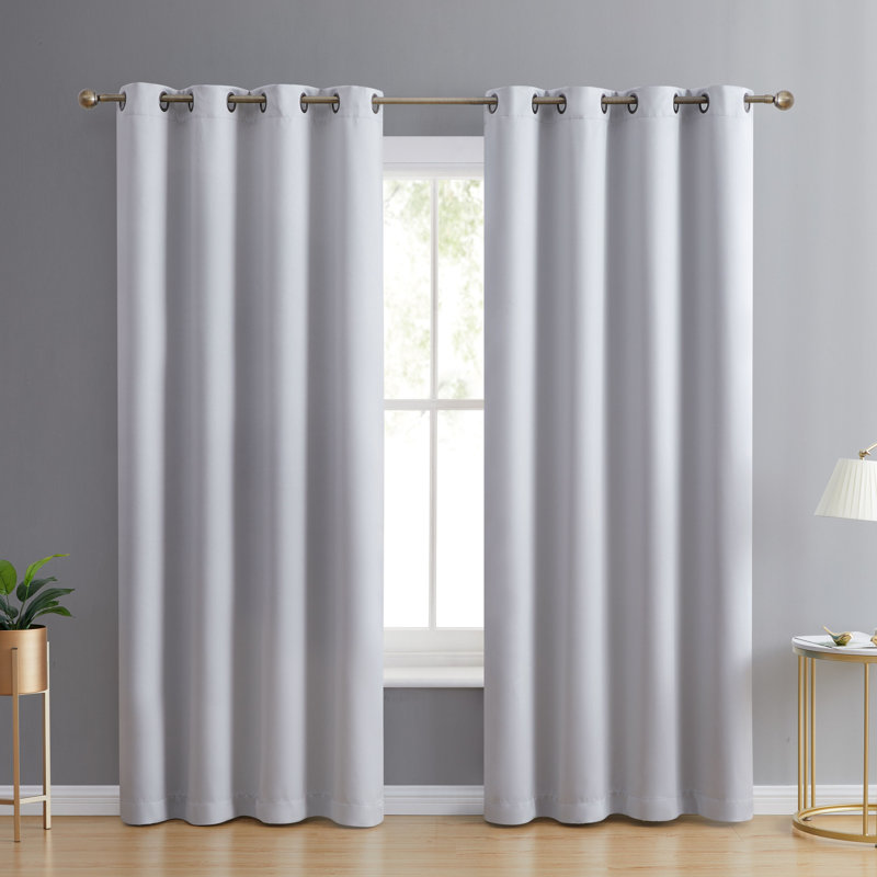 Solid Max 100% Blackout Thermal Grommet Curtain Panels, Antique Silver, 52" W x 84" L