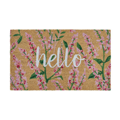 Winston Porter Home Hello Floral Coir Doormat