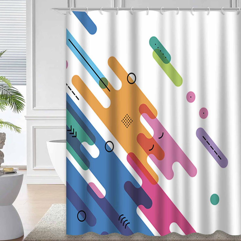 Rideau de douche diagonal coloré avec 12 crochets, 72" L x 72" W
