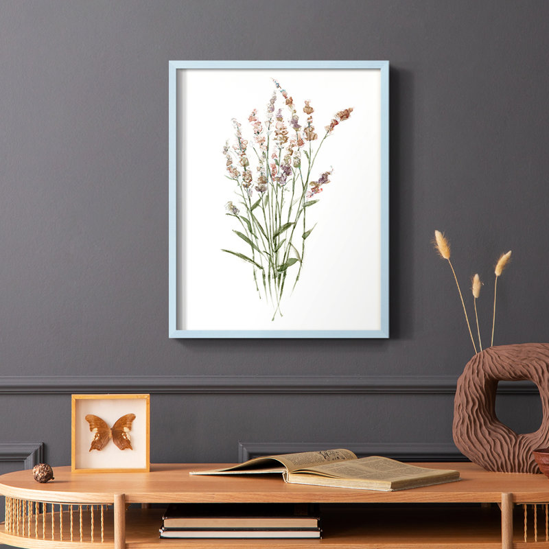 Reproduction encadrée «Dicat Botanical II» - bois massif, H 10 po x l 8 po, Bleu