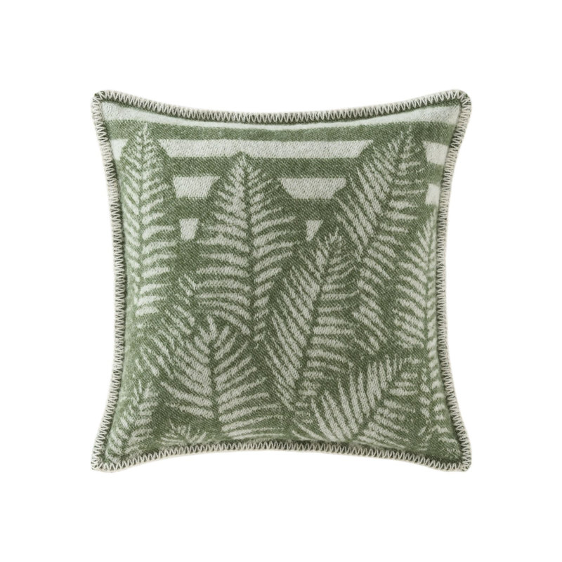 Green Fern Wool Cushion Cover