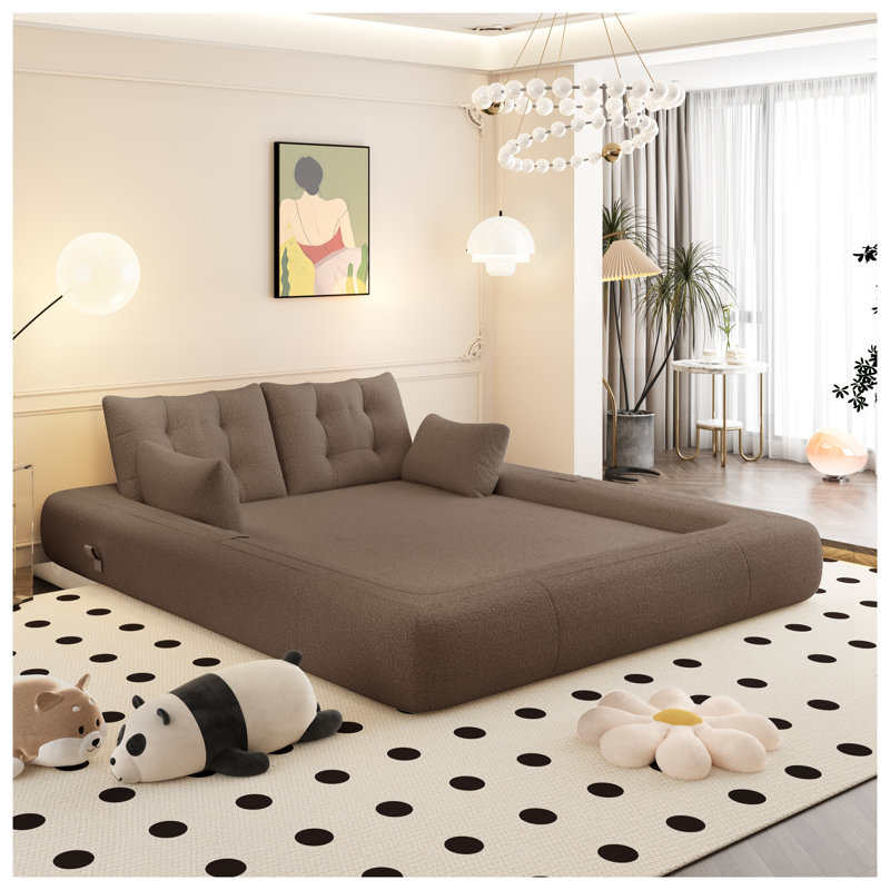 Canapé-lit convertible en tissu 78,7 po Teddy, Taupe