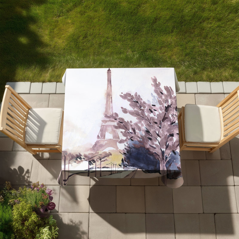Paris & Eiffel Scene Tablecloth - Blue Indoor/Outdoor Decor
