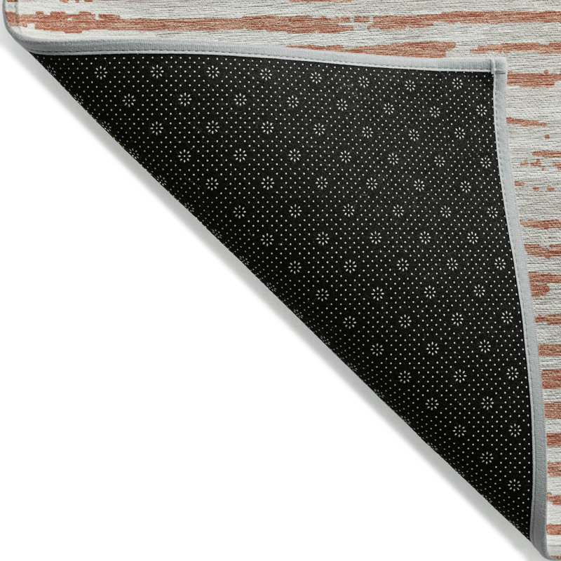 Tapis extérieur lavable rayé corail et ivoire 3 pi x 5 pi