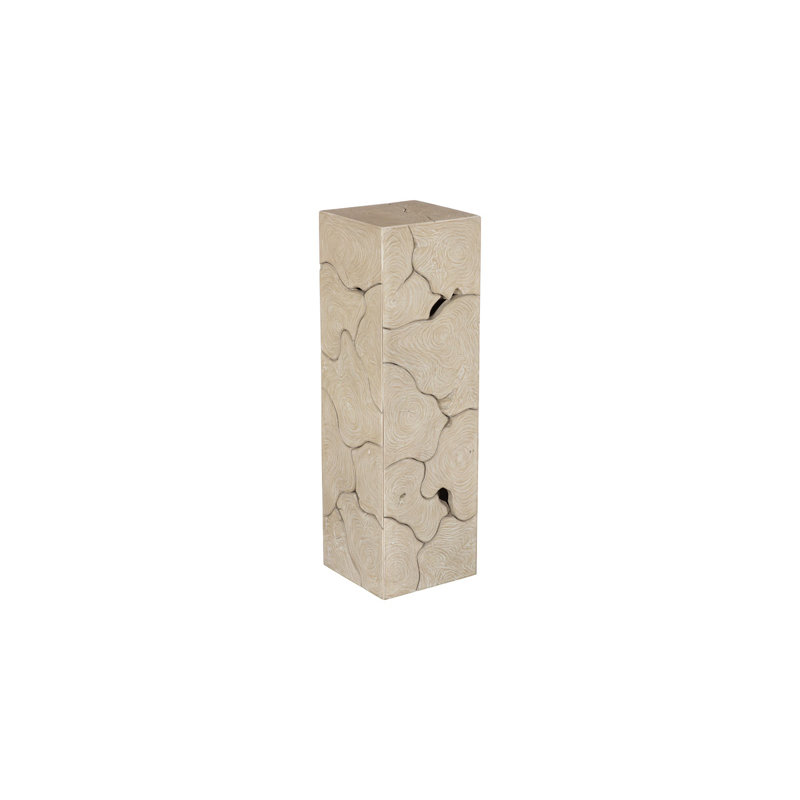 Piédestal en teck, carré, finition avoine, LG, H 39 po x l 12 po x P 12 po