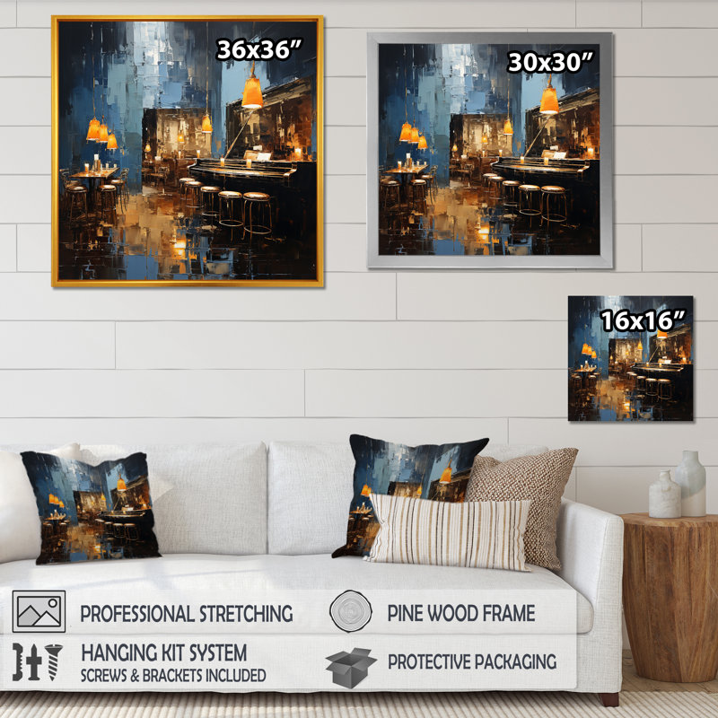 Night Jazz Serenade 1 - Jukeboxes, art mural, Toile tendue, H 36 po x l 36 po x P 1,5 po