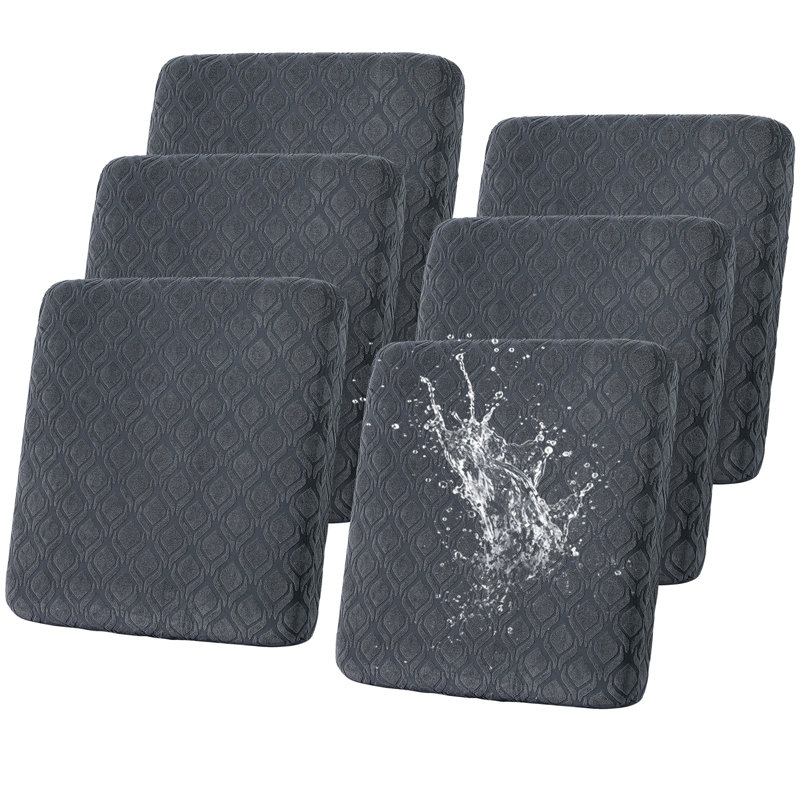 6 Pcs Waterproof Couch Cushion Covers，Washable Stretch Outdoor Patio Furniture Covers, Dark Gray