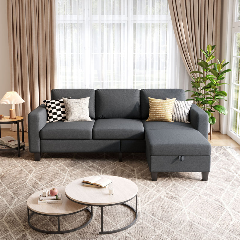 Canapé modulaire en forme de L 79 po, Gris foncé