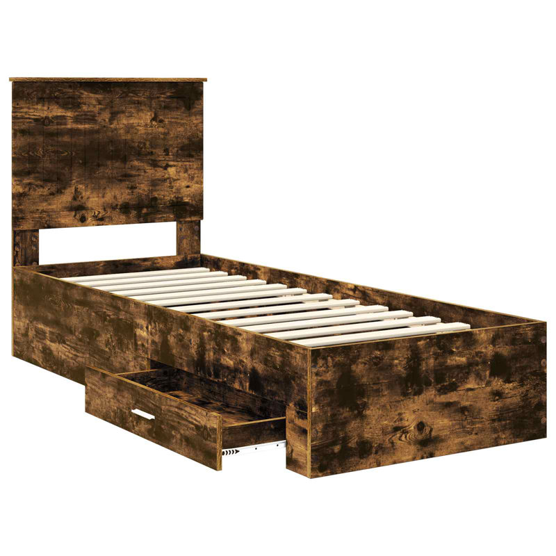 Bed, Silver/Smoked Oak, Small Single (2'6)