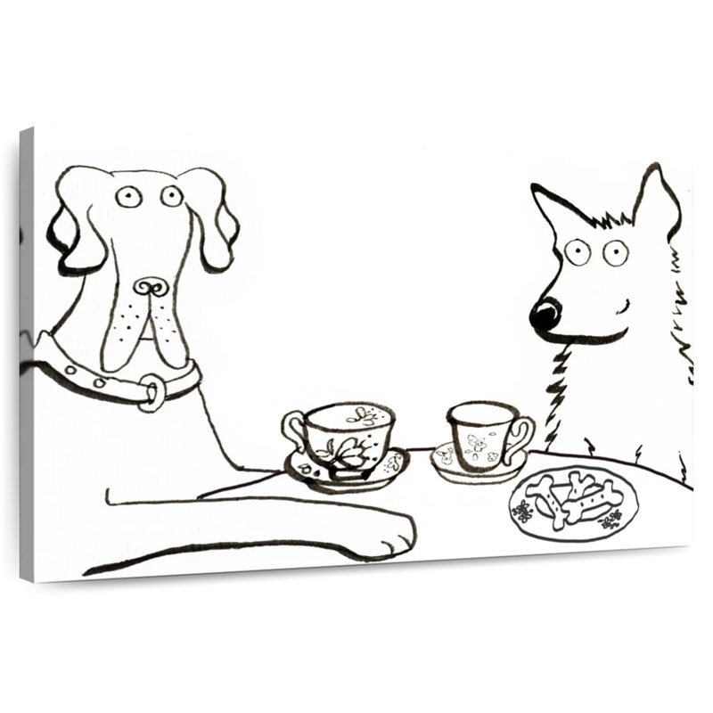 Chiens prenant le thé, H 34 po x l 51 po