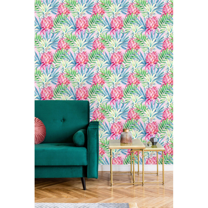 Rouleau de papier peint adhésif Batista Pineapples, L 10,42 po x l 25 po