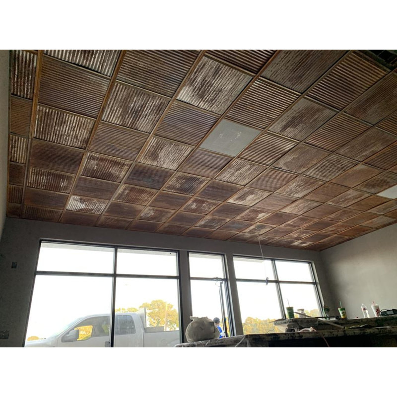 Tuile de plafond en acier rouille 2 pi x 2 pi Colorado, Rouille