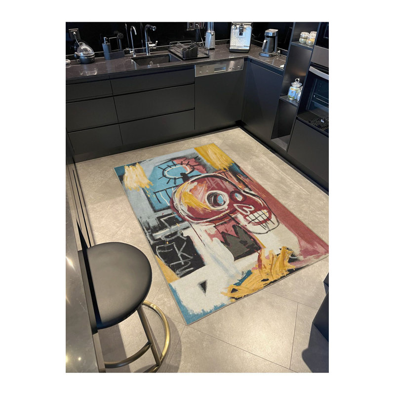 Tapis décoratif multicolore Skull, Sous-tapis carré 3 pi 3 po inclus
