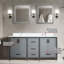 Meuble-lavabo double gris foncé l 72 po x P 22 po, comptoir en quartz blanc, ensemble de robinets et miroirs de 30 po-1658152652-1658152651