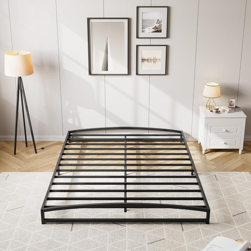 Base de lit basse pleine grandeur - sommier plateforme en métal robuste de 6/10 pouces sans sommier tapissier sans bruit