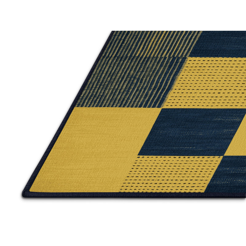 Machine Washable Checkered Gray Area Rug
