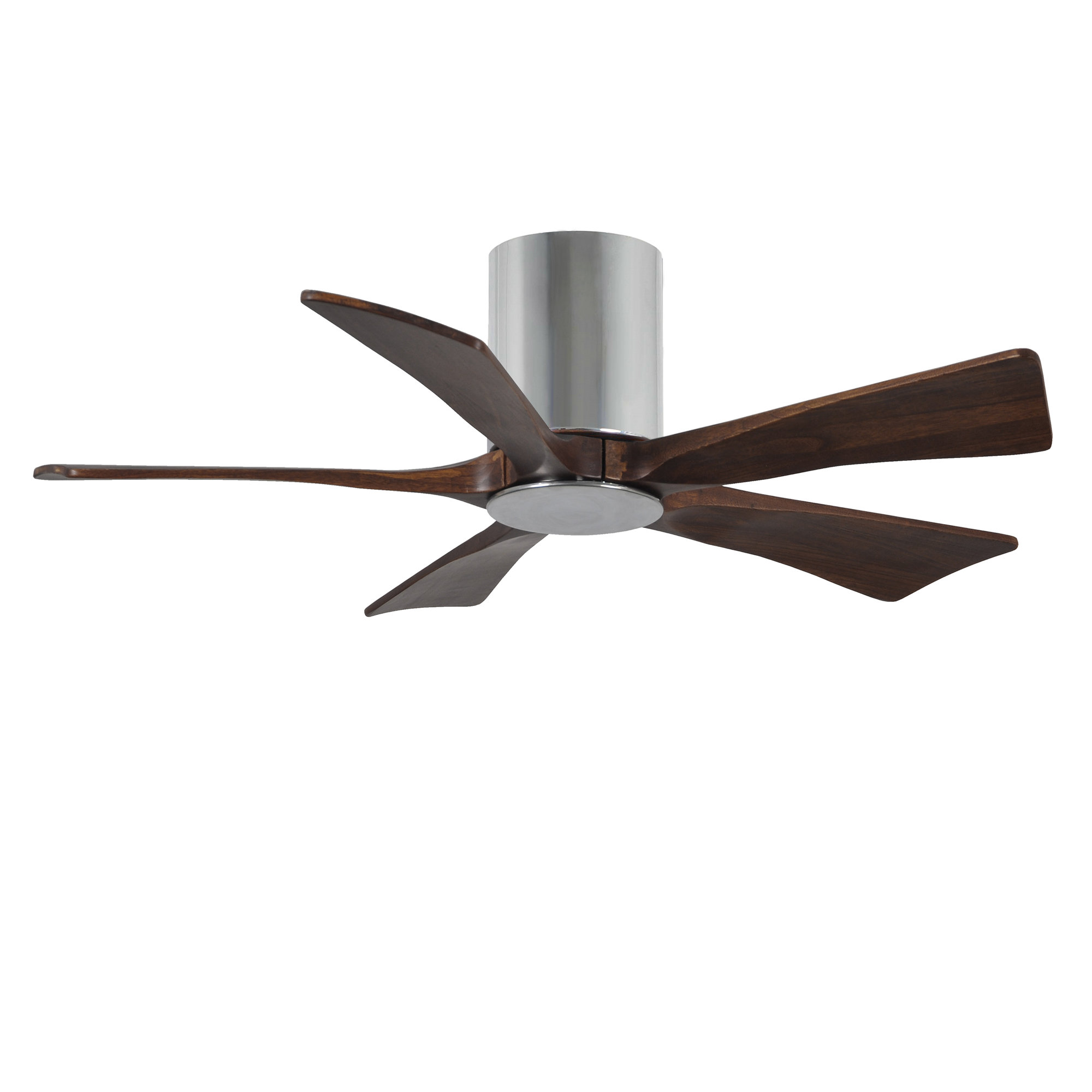 Irene 5 - Blade LED Ceiling Fan with Light Kit Included, Polished Chrome, 42", Walnut Tone
