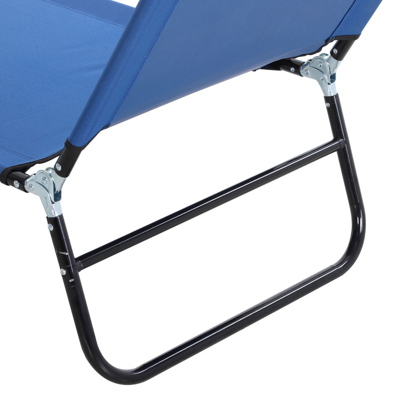 Folding Chaise Lounge Pool Chairs, Outdoor Sun Tanning Chairs With 5-Level Reclining Back, Steel Frame For Beach, Yard, Patio, Blue