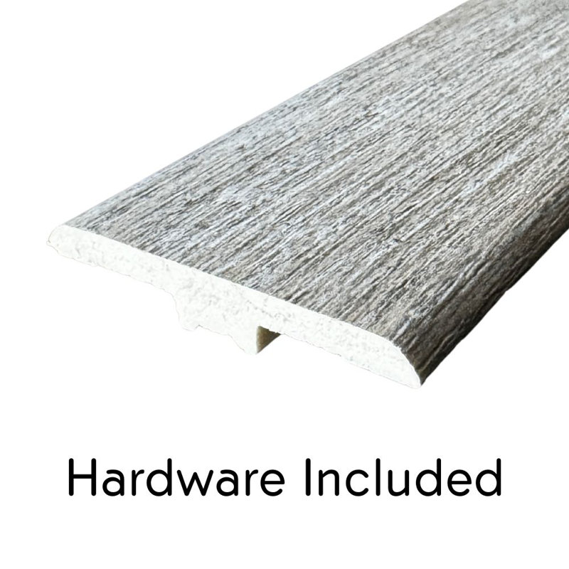 Hydrostop 0.2 in. T x 1.8 in. W x 94 in. L Waterproof PVC T Moulding, Placid Cabin, Grey