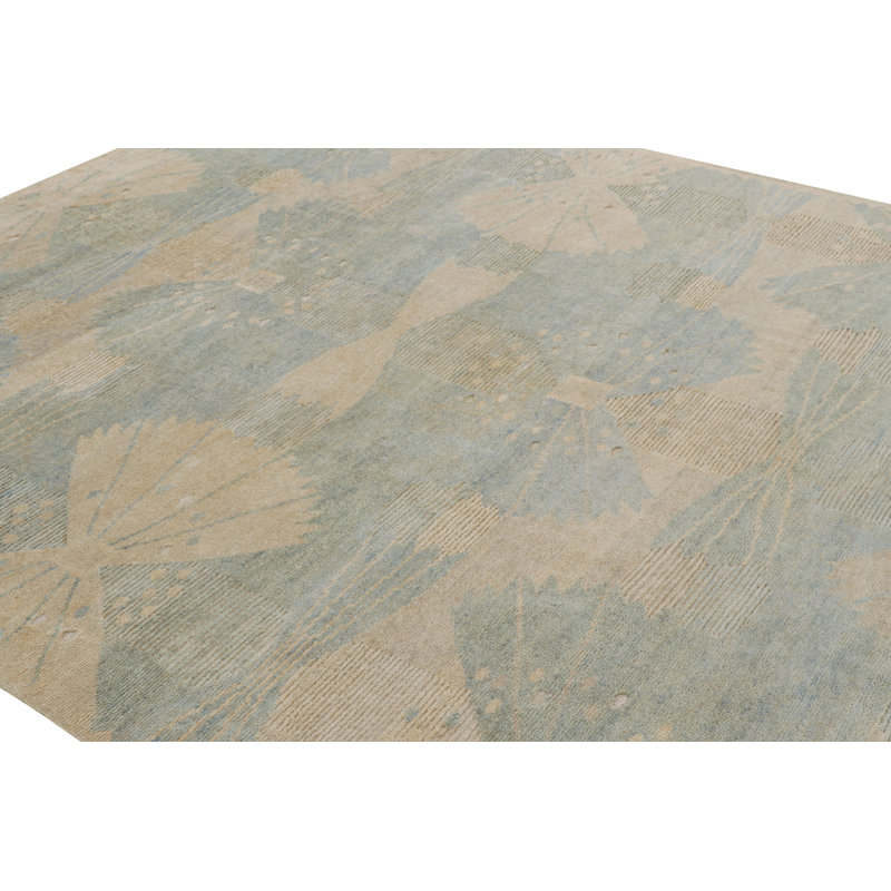 Rug & Kilim’S Modern Scandinavian Style Rug In Cream And Blue With Patterns
