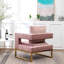 Fauteuil d'appoint contemporain rembourré, rose-149088788