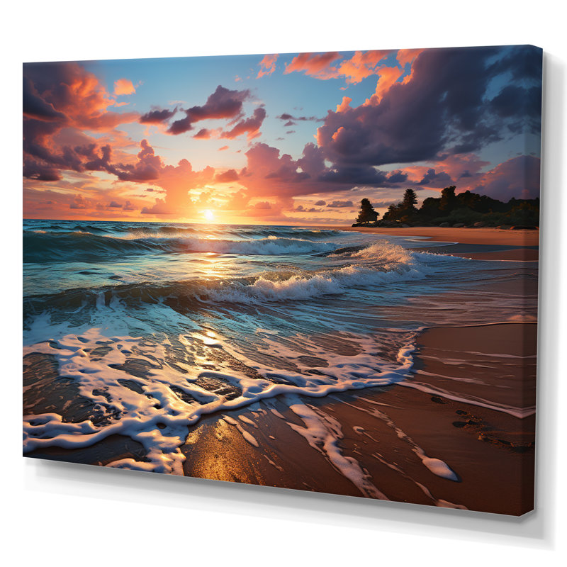 «Sunset Beachside Horizon I», reproduction sur toile, 12" H x 20" W, Toile tendue