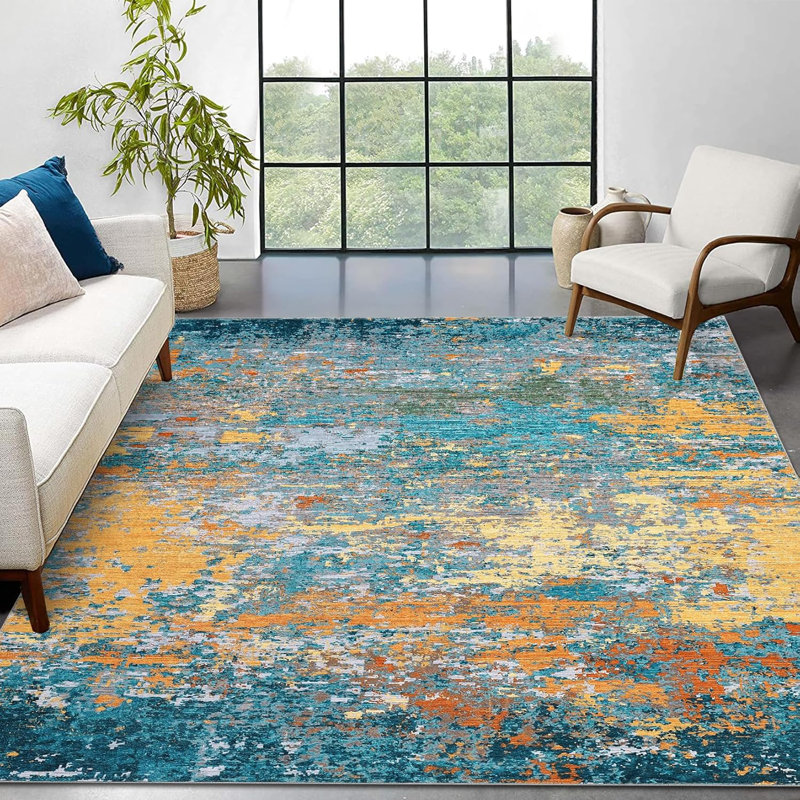 Washable Rug Non Slip Modern Abstract Hallway Runner Rug Rubber Backing Low Pile Contemporary Carpet Kitchen Laundry Entryway Grey