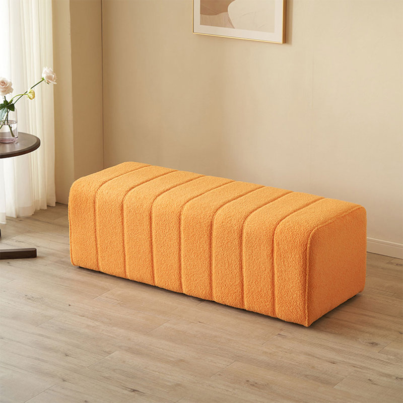 Long banc de chambre orange en tissu d'ameublement orange, Orange